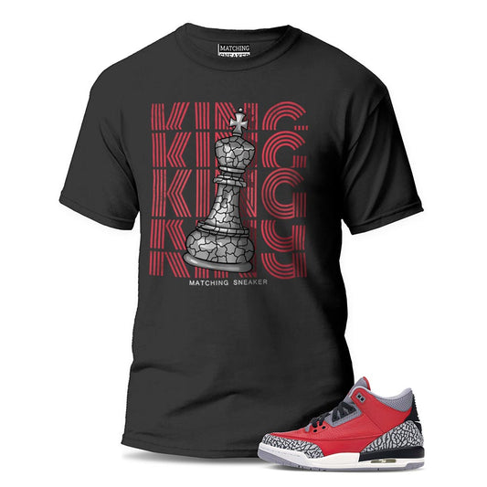 The King Black T-Shirt To Match Jordan 3 Red Cement